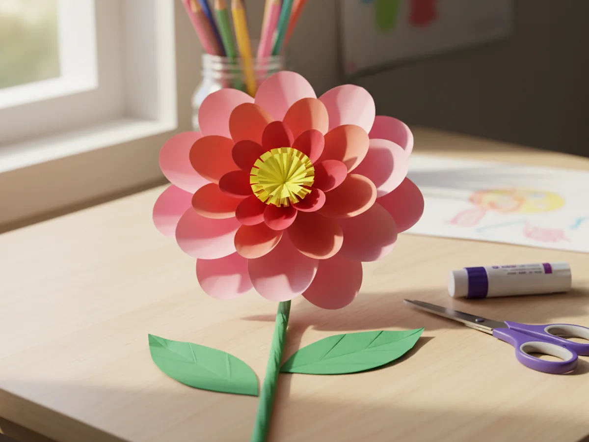 Easy 3D Paper Flower Craft for Kids