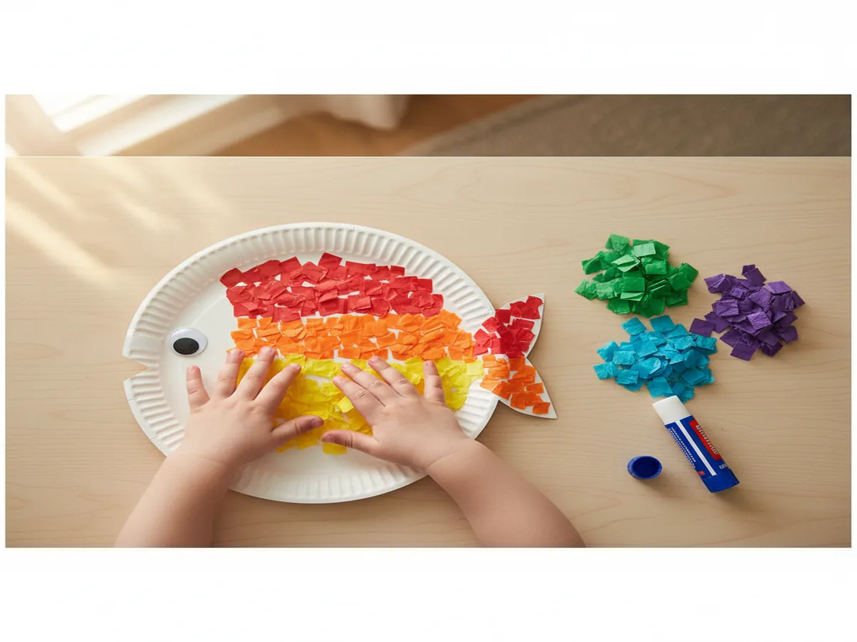 Step 3 — Glue tissue paper scales