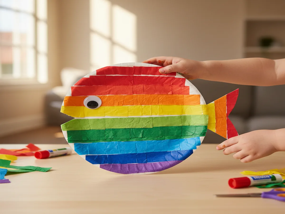 Easy Paper Plate Rainbow Fish Craft for Toddlers