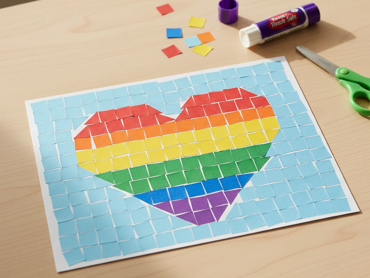Easy Paper Mosaic Craft for Kids (Step by Step)