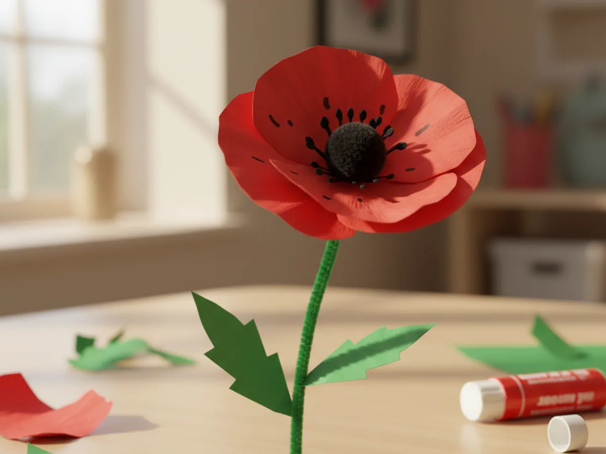 Easy Paper Poppy Craft for Kids in 6 Simple Steps