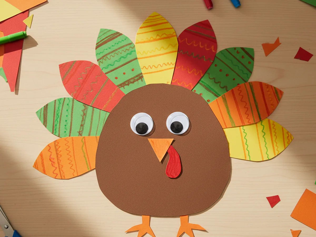 Cute Paper Turkey Craft for Kids, Easy Step by Step