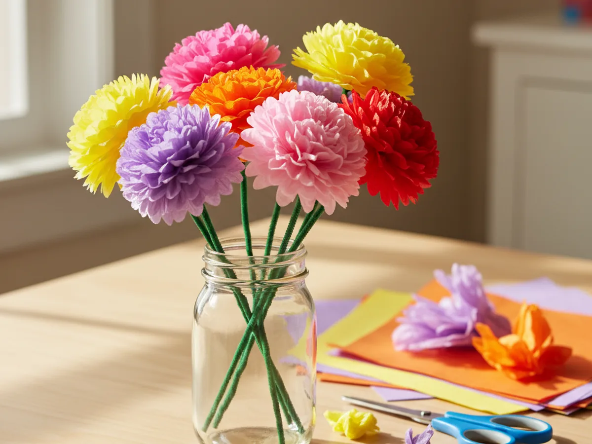 Easy Tissue Paper Flower Craft for Kids (Step-by-Step)